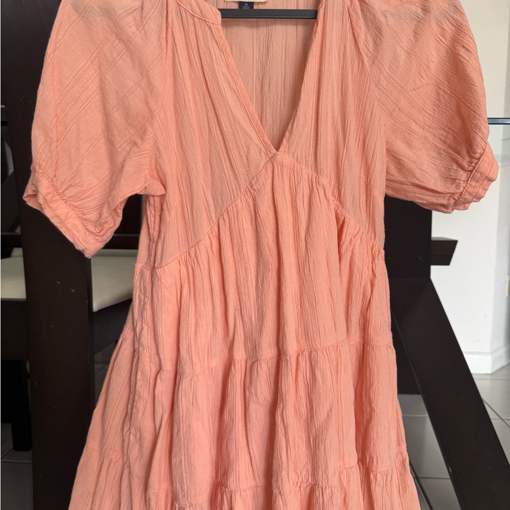 Universal Thread Peach Tiered V-Neck Babydoll Dress